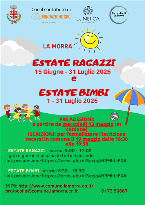 Estate bimbi e estate ragazzi edizione 2026